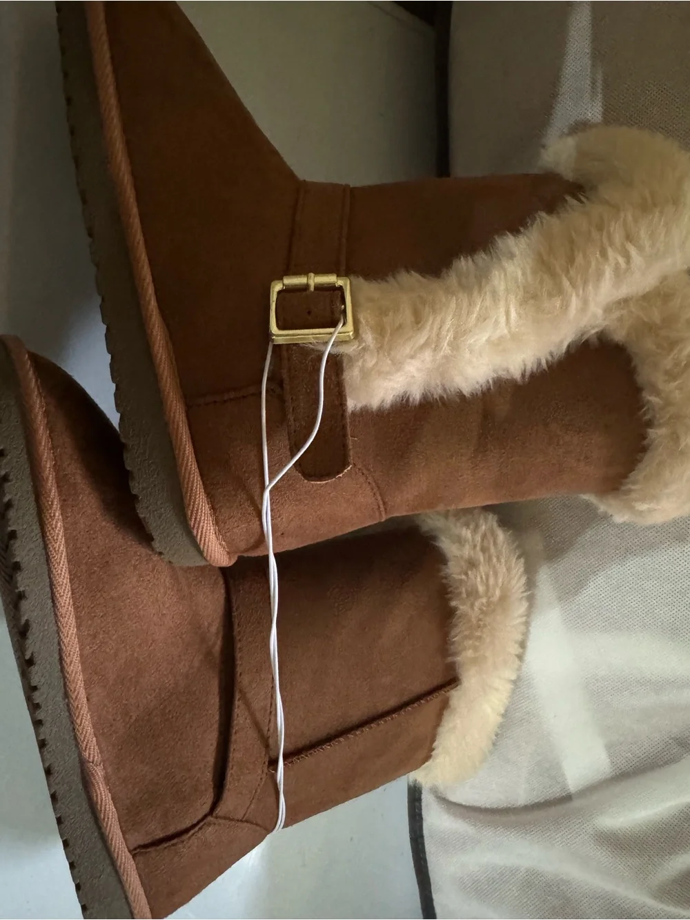 The Children's Place Sz 5 Girls' Brown Faux-Suede Shearling Winter Boots NWT😊😊